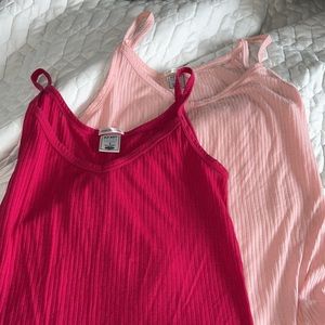 Two large old navy camis.  Hot pink and blush